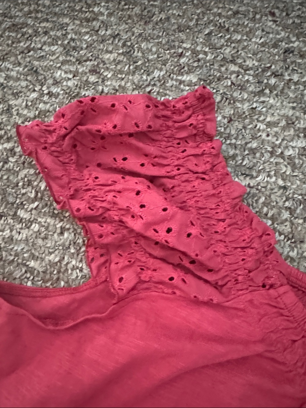 Maurices Raspberry Red Eyelet Ruffle Tie-Neck Tank - Picture 3 of 4